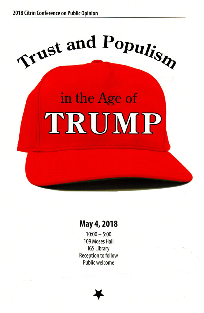 2018 Citrin Conference Graphic - Red Hat with "in the Age of Trump" written on it