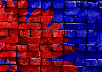 2018 Midterm Election Event Graphic - Red and Blue Brick Wall