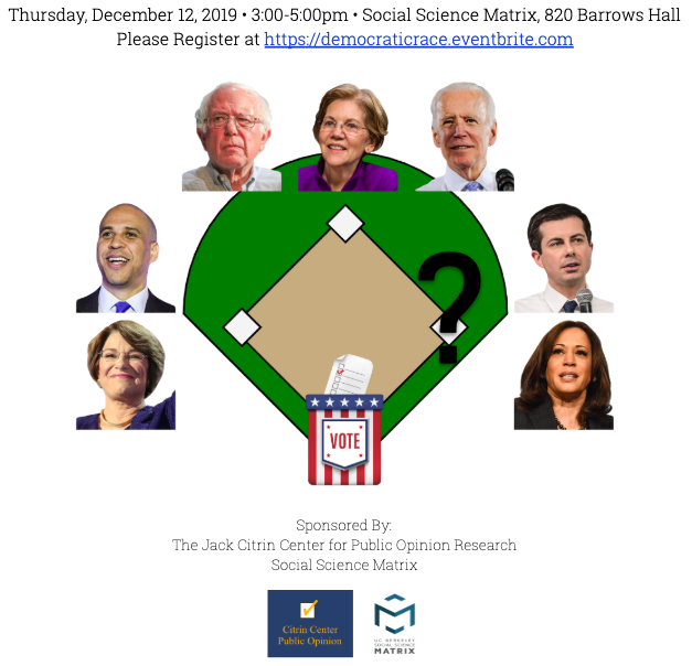 Event flyer for "Who’s on First? The Democratic Race at the End of the Invisible Primary"