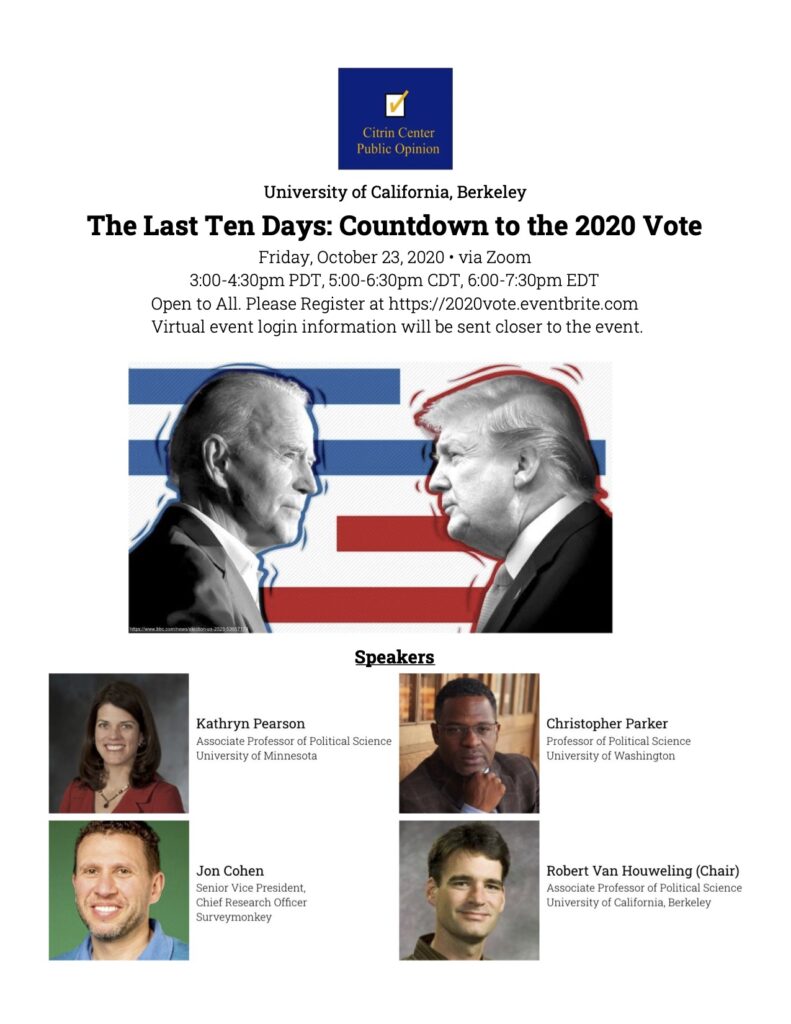 Event flyer for 'The Last Ten Days: Countdown to the 2020 Vote"