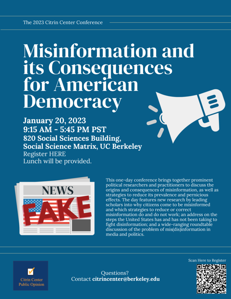 Flyer 2023 Citrin Center Conference - Misinformation and its Consequences for American Democracy